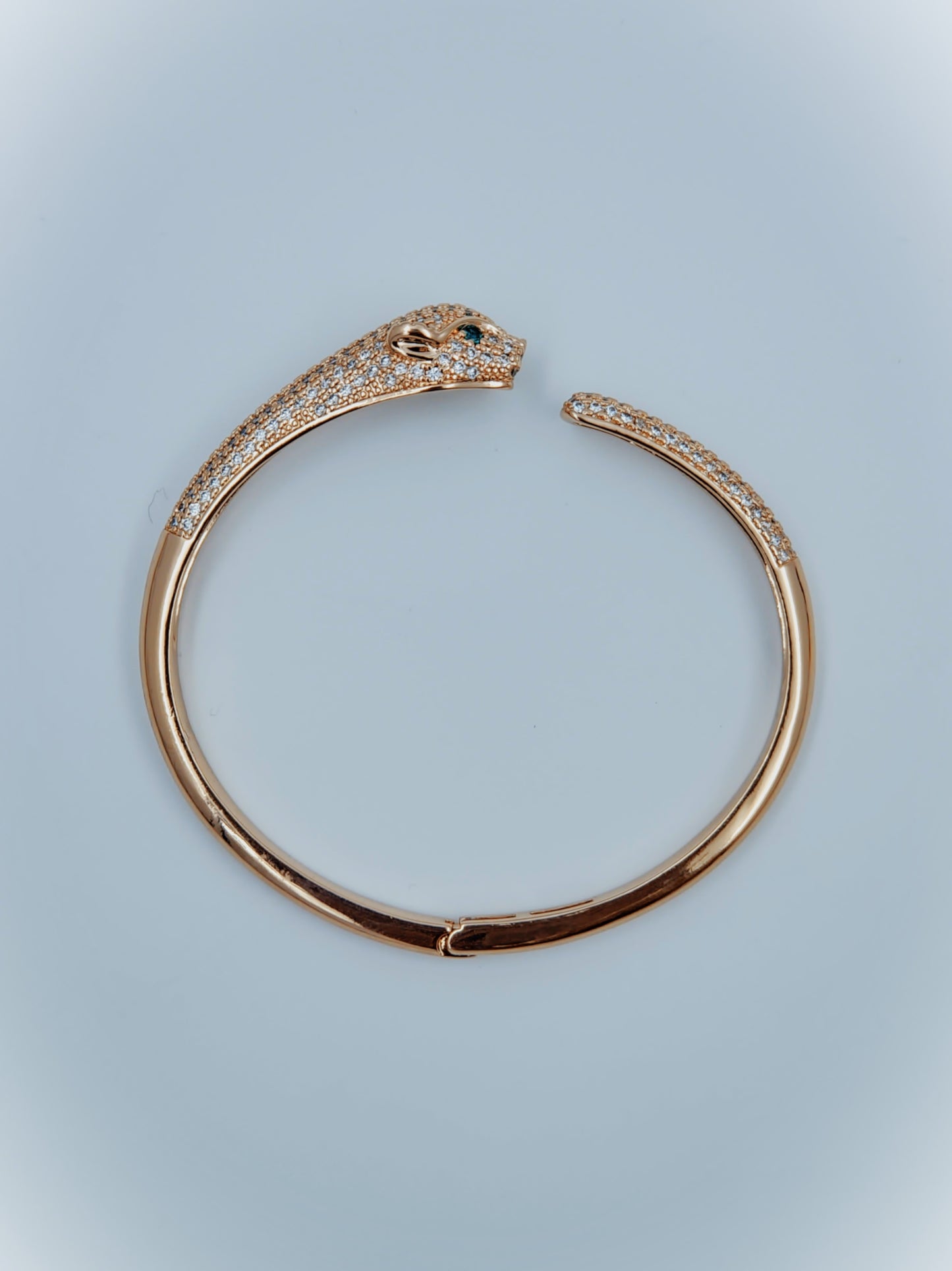Emerald-Eyed Pavé CZ Rose Gold Bracelet