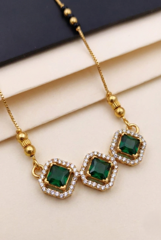 Emerald Cascade Halo Mangalsutra
