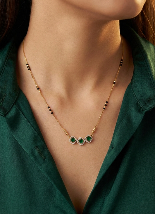 Emerald Cascade Halo Mangalsutra