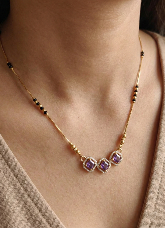 Amethyst Cascade Halo Mangalsutra
