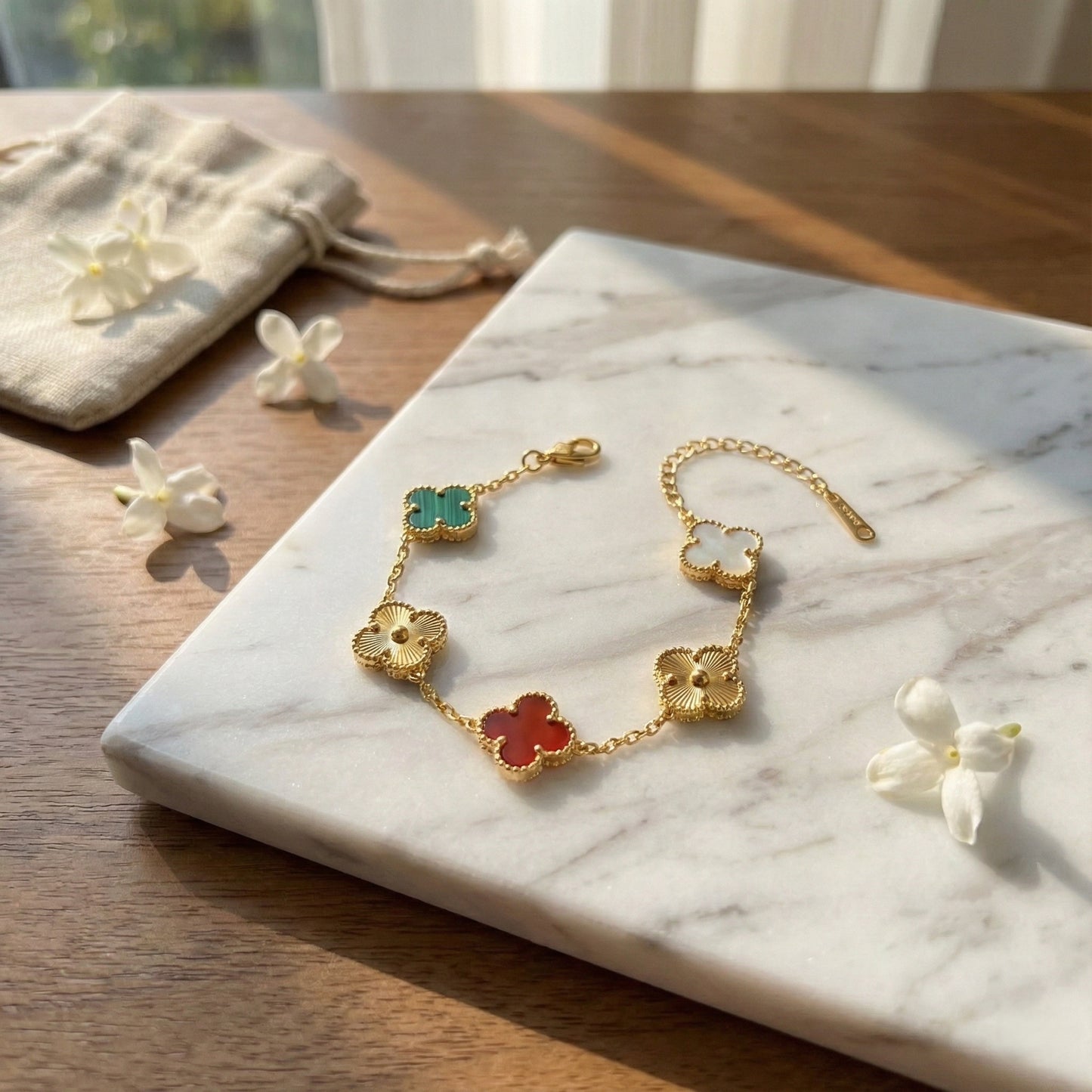 Multi color clover bracelet