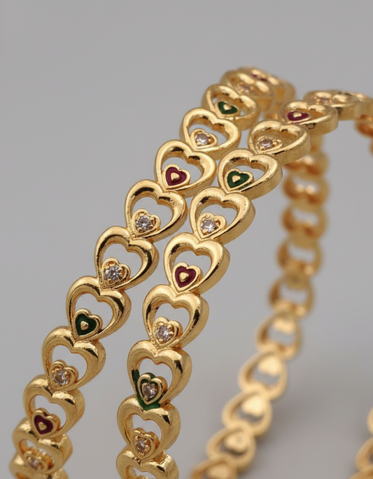 Velira Heartline Gold-Plated Bangles