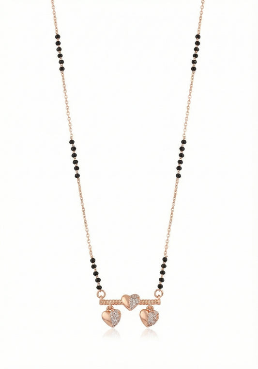 Necklace with heart pendants on a white background