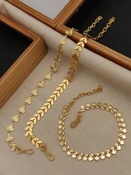 Golden Petal Charm Bracelet Trio Aureva