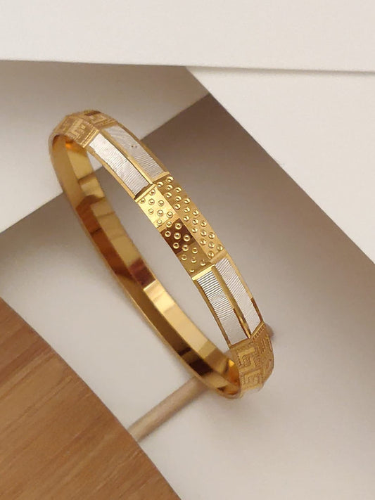 Imperial Charm Dual-Finish Kada for Men Aureva