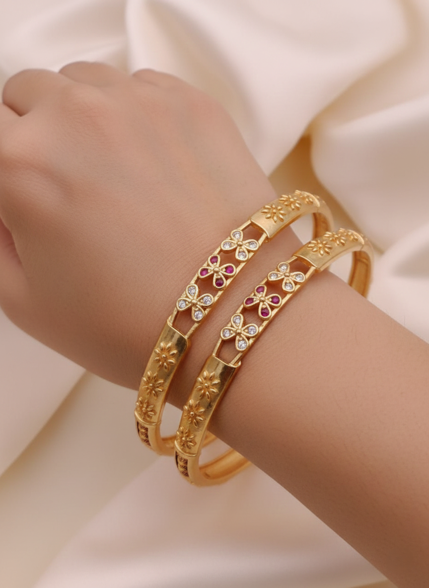 Anaya Petal Gold-Plated Bangles