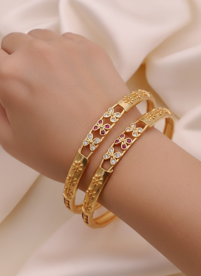 Anaya Petal Gold-Plated Bangles