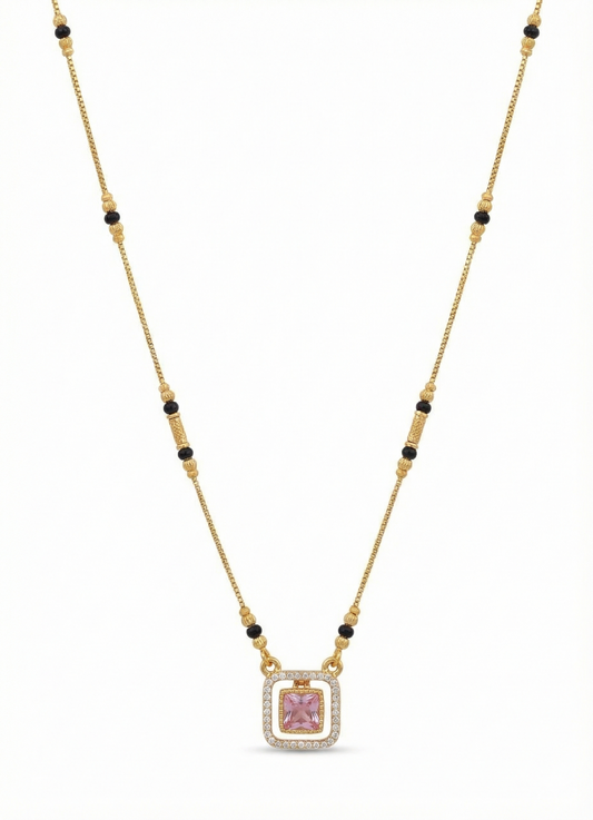Sana Gold Pink Square Mangalsutra