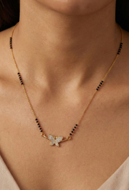 Diamond Bar Butterfly Mangalsutra