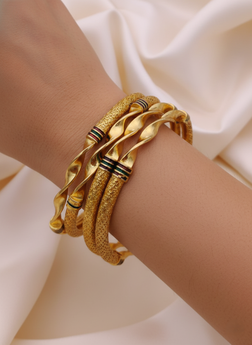 Reva Twist Gold-Plated Bangles