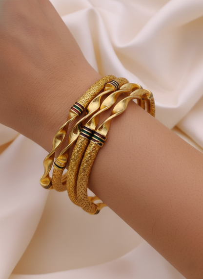 Reva Twist Gold-Plated Bangles