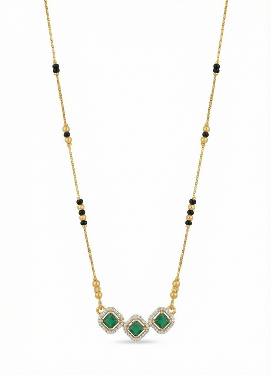 Emerald Cascade Halo Mangalsutra