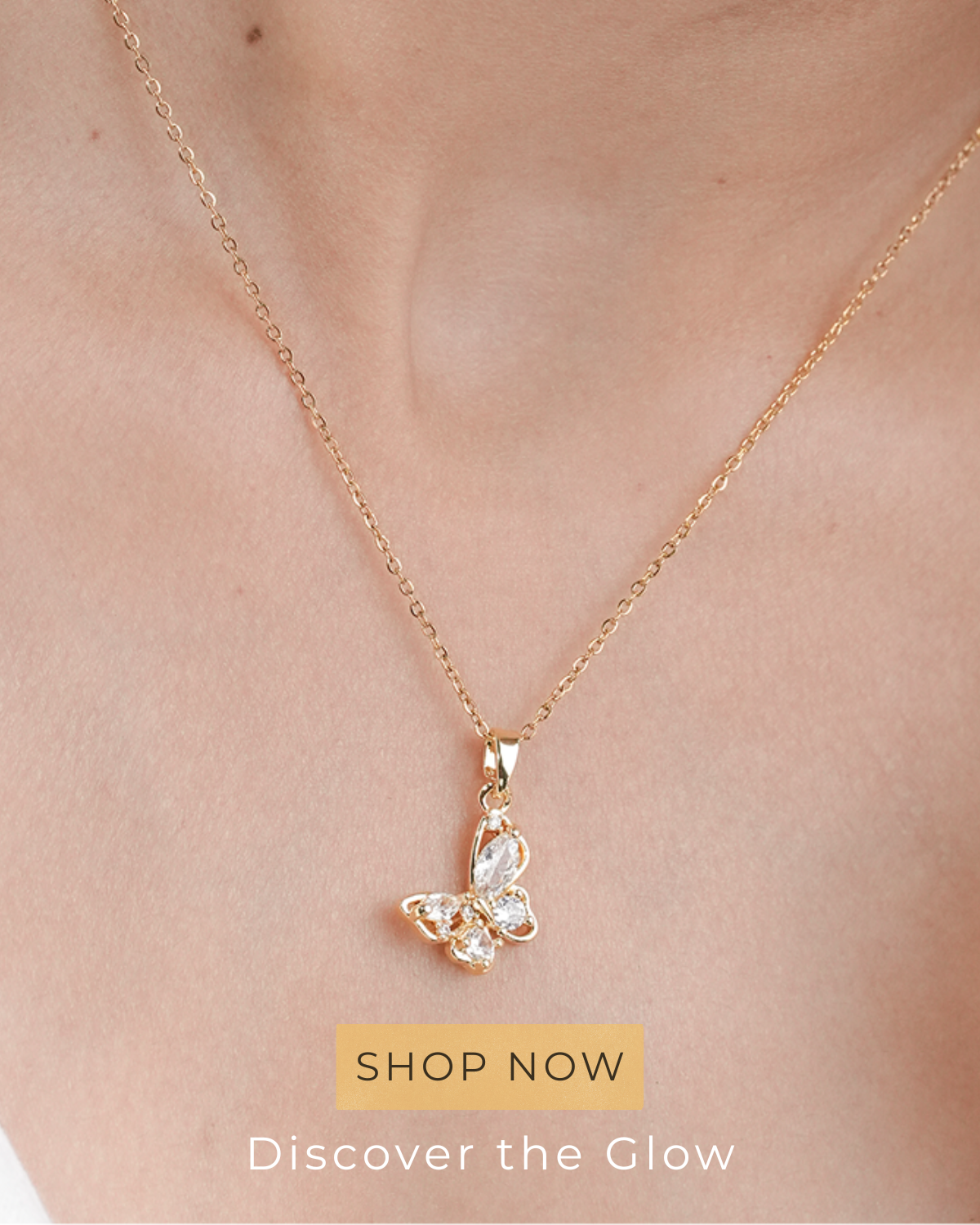 Ruvia Jewels Gold butterfly necklace named Flutter Necklace