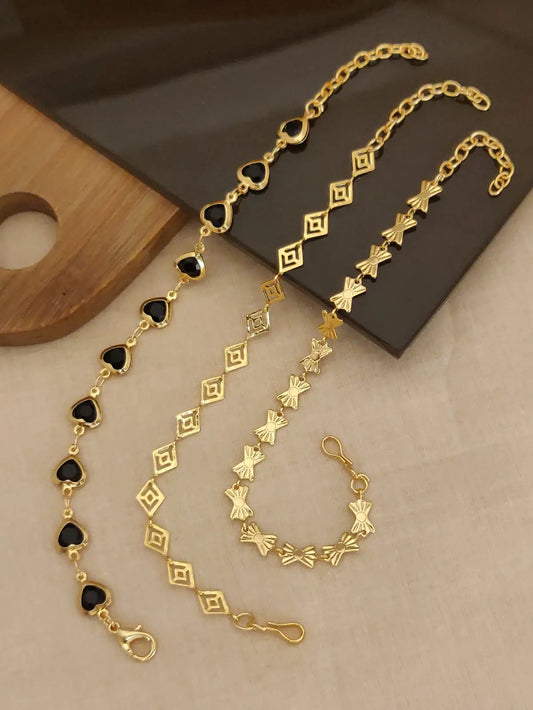 Golden Noir Charm Bracelet Trio Aureva